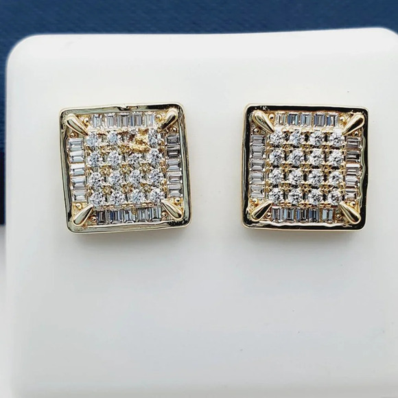 14K Gold Plated Cubic Zircon Earrings, EVBRS568 - Picture 1 of 9